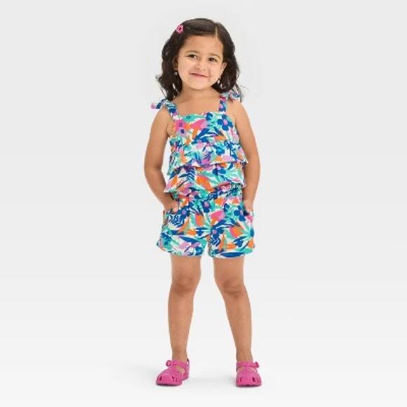 Cat and Jack Baby Girl Summer Outfit sz 12 m matching set two piece outfit - Picture 1 of 8